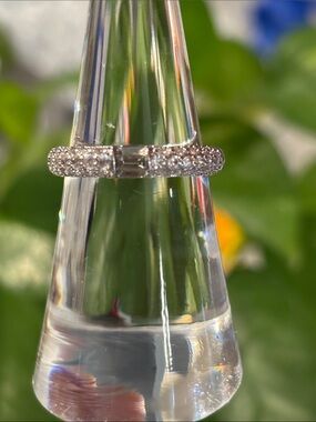 Pavé Diamond Accent Silver Ring